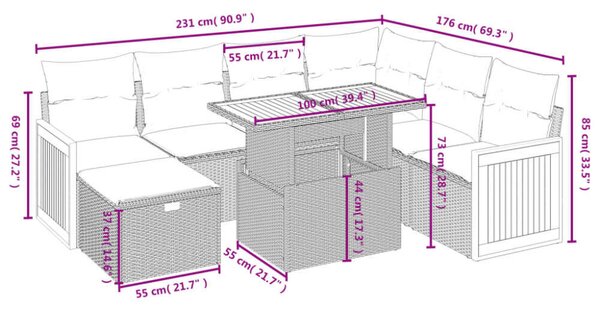 VidaXL 8 részes Kerti Ülőgarnitúra - Fekete Polyrattan