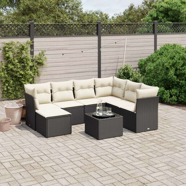 VidaXL Polyrattan Kerti Ülőgarnitúra - 8 részes - Fekete