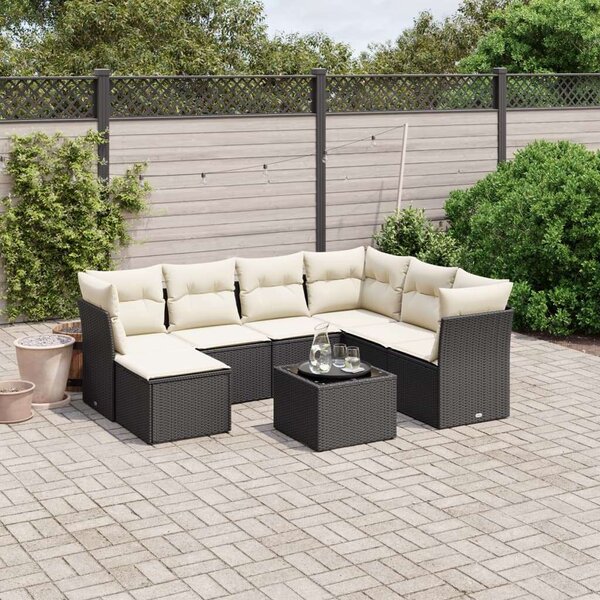 VidaXL Polyrattan Kerti Ülőgarnitúra - 8 részes - Fekete
