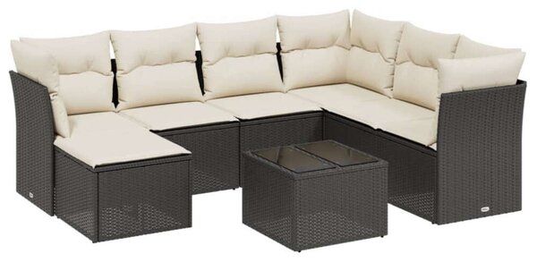 VidaXL Polyrattan Kerti Ülőgarnitúra - 8 részes - Fekete
