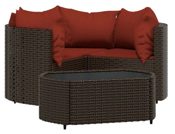 VidaXL 4 részes barna polyrattan kerti ülőgarnitúra párnákkal