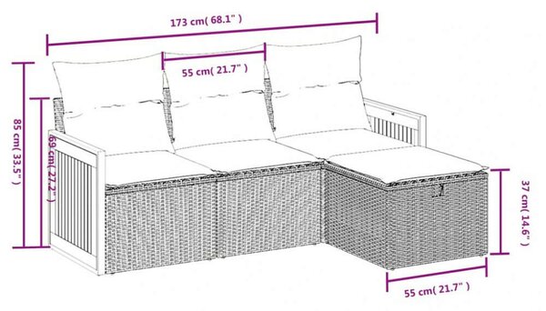 VidaXL Polyrattan Kerti Ülőgarnitúra - 4 részes