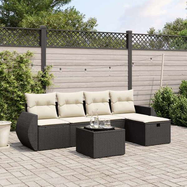 VidaXL Polyrattan Kerti Ülőgarnitúra - 6 részes - Fekete