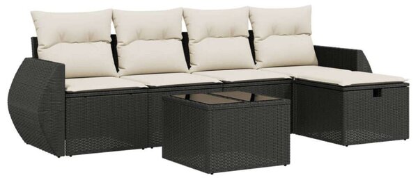 VidaXL Polyrattan Kerti Ülőgarnitúra - 6 részes - Fekete