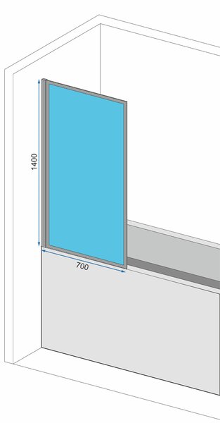 Rea LAGOS 1 FIX - kádparaván, 1 lapos, 70 x 140 cm, fekete-átlátszó, REA-K4560