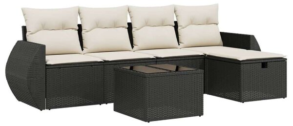 VidaXL Polyrattan Kerti Ülőgarnitúra - 6 részes - Fekete