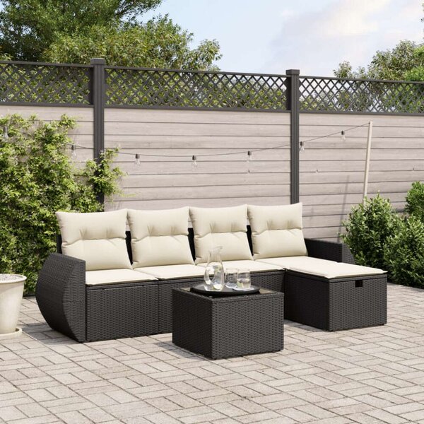 VidaXL Polyrattan Kerti Ülőgarnitúra - 6 részes - Fekete