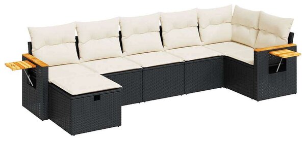 VidaXL Polyrattan Kerti Ülőgarnitúra - 7 részes - Fekete