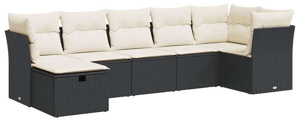 VidaXL Polyrattan Kerti Ülőgarnitúra - 7 részes - Fekete