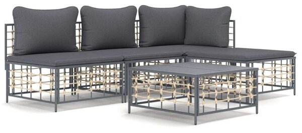 VidaXL Polyrattan Kerti Ülőgarnitúra - 5 részes - Antracitszürke