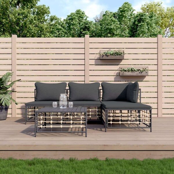 VidaXL Polyrattan Kerti Ülőgarnitúra - 5 részes - Antracitszürke