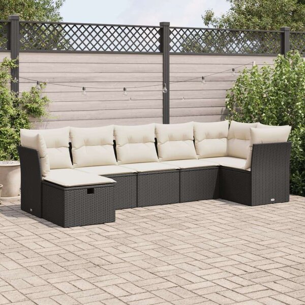 VidaXL Polyrattan Kerti Ülőgarnitúra - 7 részes - Fekete