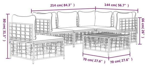VidaXL Polyrattan Kerti Ülőgarnitúra - 6 részes - Antracit Szürke