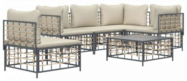 VidaXL Polyrattan Kerti Ülőgarnitúra - 6 részes - Antracit Szürke