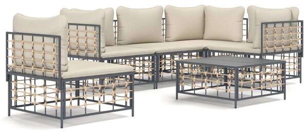 VidaXL Polyrattan Kerti Ülőgarnitúra - 6 részes - Antracit Szürke