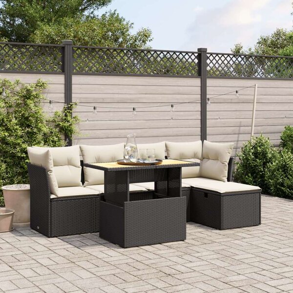 VidaXL Polyrattan Kerti Ülőgarnitúra - 6 részes - Fekete
