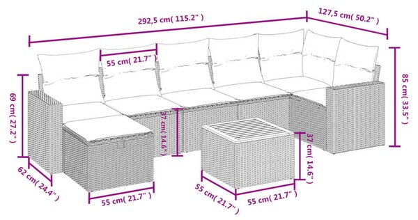 VidaXL Polyrattan Kerti Ülőgarnitúra - 8 részes - Fekete