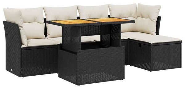 VidaXL Polyrattan Kerti Ülőgarnitúra - 6 részes - Fekete