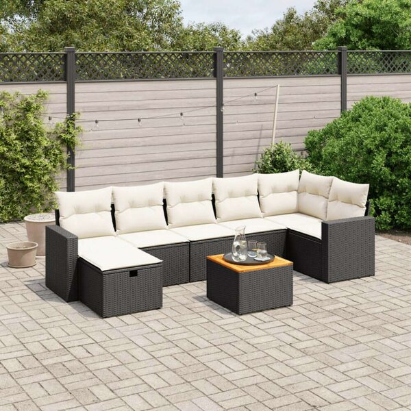 VidaXL Polyrattan Kerti Ülőgarnitúra - 8 részes - Fekete