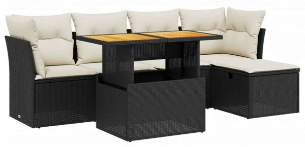 VidaXL Polyrattan Kerti Ülőgarnitúra - 6 részes - Fekete