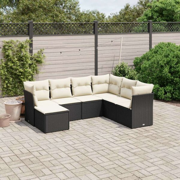 VidaXL Polyrattan Kerti Ülőgarnitúra - 7 részes - Fekete