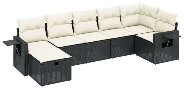 VidaXL Polyrattan Kerti Ülőgarnitúra - 7 részes - Fekete