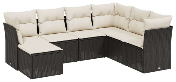 VidaXL Polyrattan Kerti Ülőgarnitúra - 7 részes - Fekete