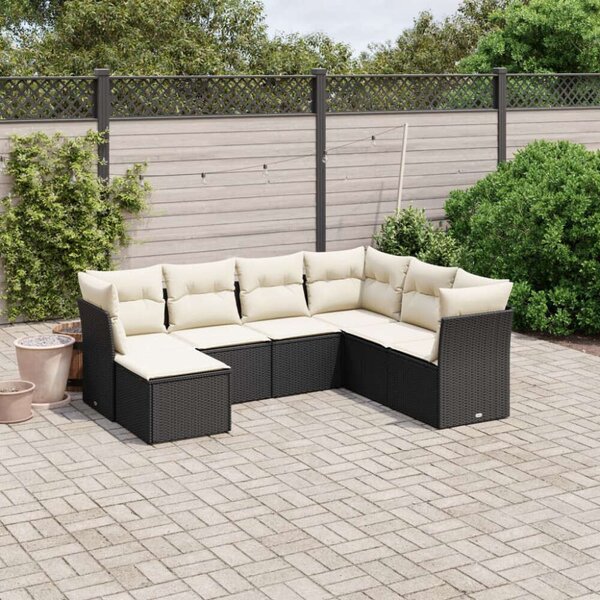 VidaXL Polyrattan Kerti Ülőgarnitúra - 7 részes - Fekete