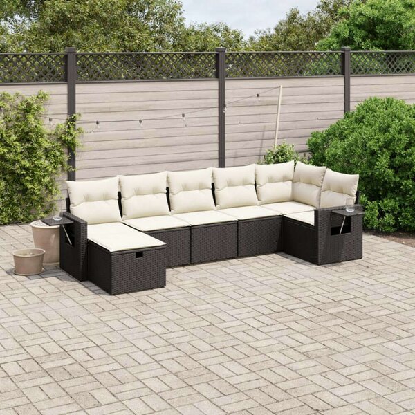 VidaXL Polyrattan Kerti Ülőgarnitúra - 7 részes - Fekete