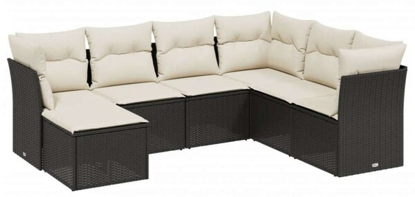 VidaXL Polyrattan Kerti Ülőgarnitúra - 7 részes - Fekete