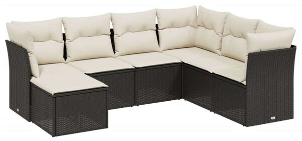VidaXL Polyrattan Kerti Ülőgarnitúra - 7 részes - Fekete