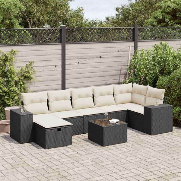 VidaXL Polyrattan Kerti Ülőgarnitúra - 8 részes - Fekete