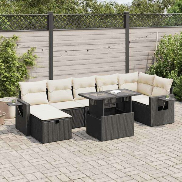 VidaXL Polyrattan Kerti Ülőgarnitúra - 8 részes - Fekete