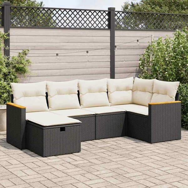 VidaXL Polyrattan Kerti Ülőgarnitúra - 6 részes - Fekete