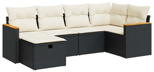 VidaXL Polyrattan Kerti Ülőgarnitúra - 6 részes - Fekete