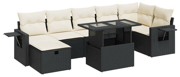 VidaXL Polyrattan Kerti Ülőgarnitúra - 8 részes - Fekete