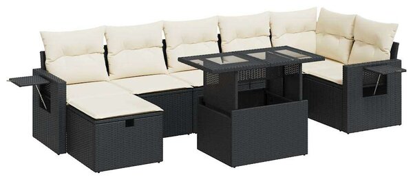 VidaXL Polyrattan Kerti Ülőgarnitúra - 8 részes - Fekete