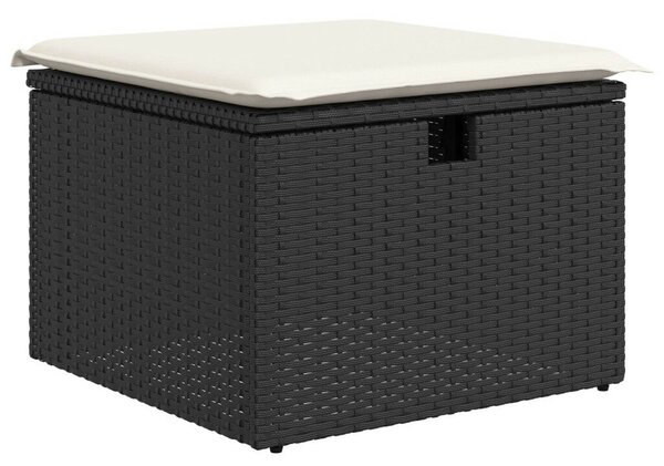 8 részes kertibútor szett párnákkal fekete poli rattan