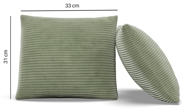 Dekoratív párna, 2 db, hab töltet, kordbársony, zöld