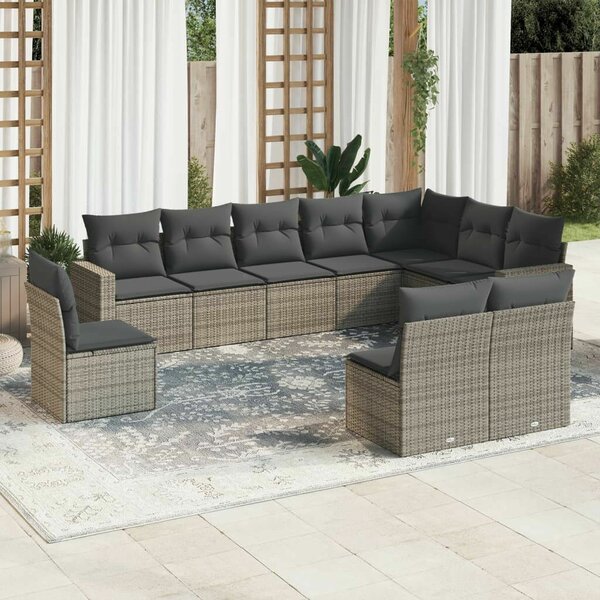 VidaXL Polyrattan Kerti Ülőgarnitúra - 10 részes - Szürke