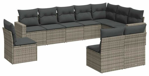 VidaXL Polyrattan Kerti Ülőgarnitúra - 10 részes - Szürke