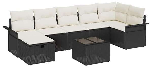 VidaXL Kerti Kanapé Szett párnával 8 pcs Fekete és Krém polirattan
