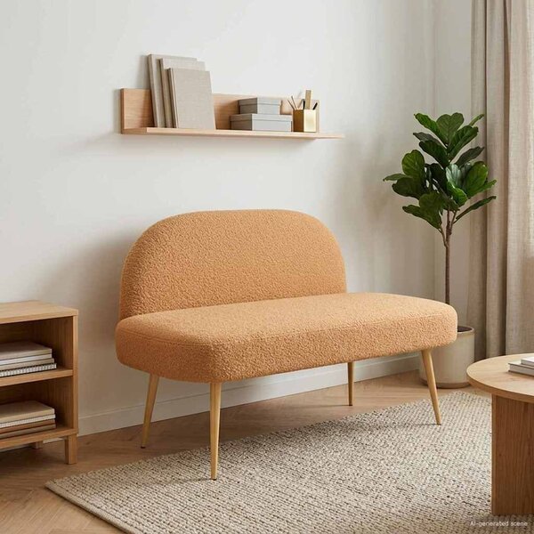 VidaXL Kárpitozott pad háttámlával Bézs 110 x 60 x 76 cm Bouclé