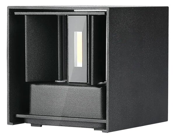 V-TAC 11W kültéri, fekete, szögletes, fali LED lámpa meleg fehér, 120 Lm/W - SKU 218529