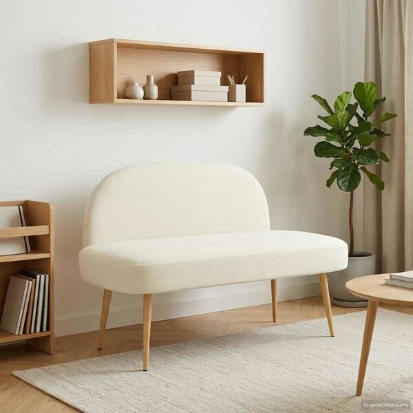 VidaXL Kárpitozott pad háttámlával Krémszínű 110 x 60 x 76 cm