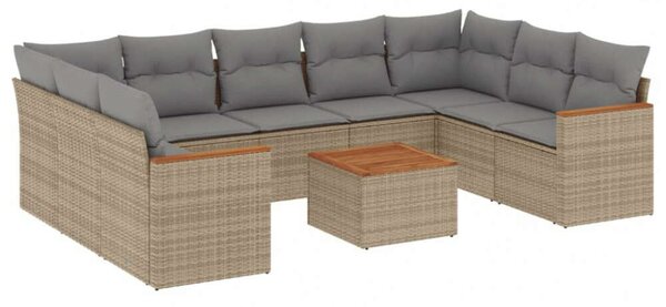 VidaXL 10 részes vegyes bézs polyrattan kerti ülőgarnitúra párnákkal
