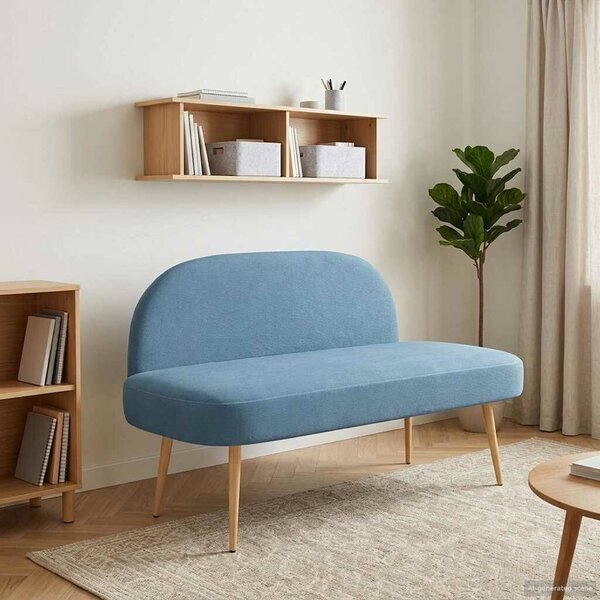 VidaXL Kárpitozott pad háttámlával Kék 110 x 60 x 76 cm