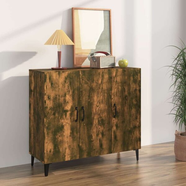 VidaXL füstös tölgy színű szerelt fa tálalószekrény 90 x 34 x 80 cm