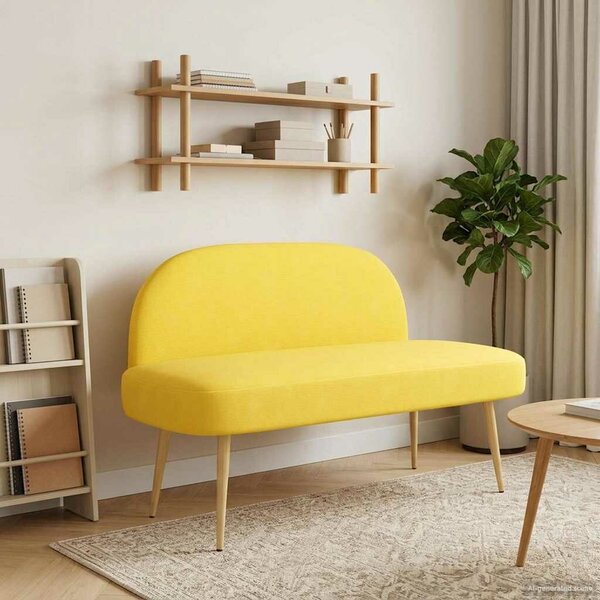 VidaXL Kárpitozott pad háttámlával Halványsárga 110 x 60 x 76 cm