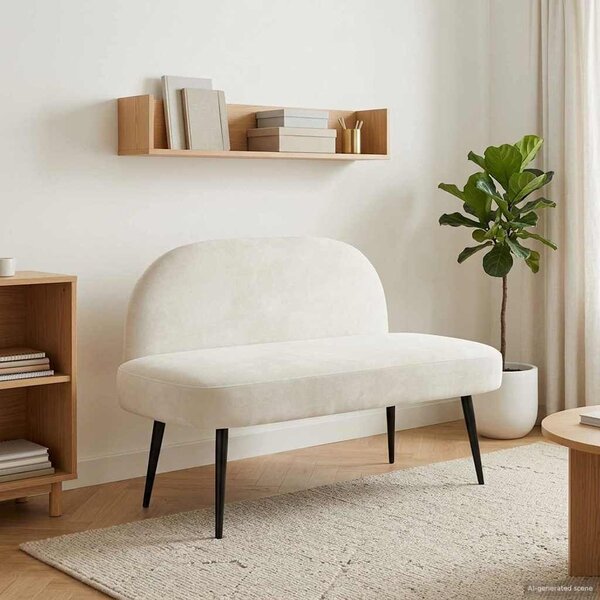 VidaXL Kárpitozott pad háttámlával Krémszínű 110 x 60 x 76 cm Bársony